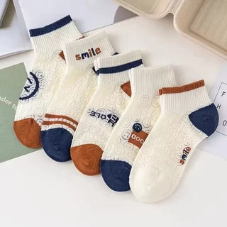 JMS STORE ถุงเท้าข้อสั้น 10คู่ สีพาสเทล ถุงเท้าแฟชั่น เนื้อผ้านุ่ม (แพ็ค/10คู่)
