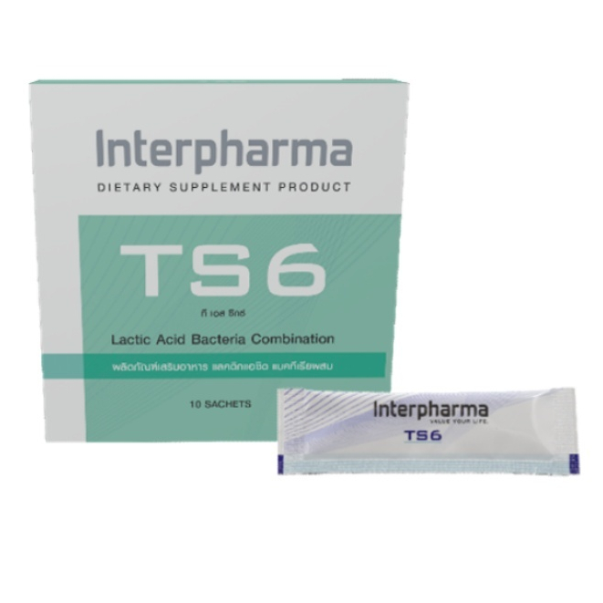 TS6 Interpharma ของเเท้ สีเขียว lactic acid 100% พร้อมส่ง Interpharma Probiotic โพรไบโอติก 10 ซอง สู