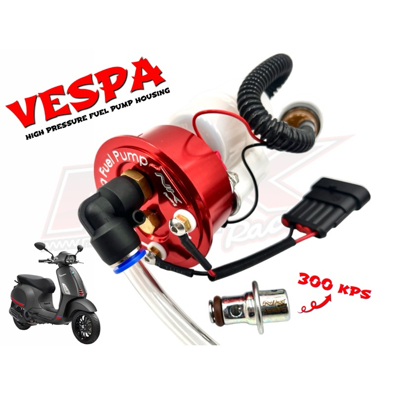 เสื้อปั๊ม Vespa CNC มาพร้อมกับชุดมอเตอร์ปั๊ม NKracing กรองเบนซินแบบครบชุด