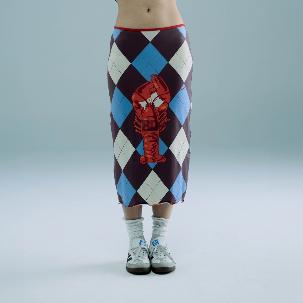 BLACKDOG BKK - RS2416 - Printed lobster skirt - กระโปรงผ้ายืดพิมพ์ลาย