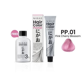 [ฟรี Developer] NIGAO Hair Color PP.01 Pink Cherry Blossom | นิกาโอะ ครีมเปลี่ยนสีผม สีพาสเทล สีชมพู 100 mL