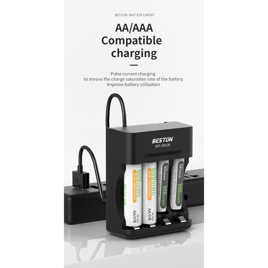รายละเอียดสินค้า Beston รุ่น C8023B Battery Charger แท่นชาร์จถ่าน ใช้สำหรับถ่าน AA/AAA Ni-MH ชาร์จเร็ว 8 ช่อง
