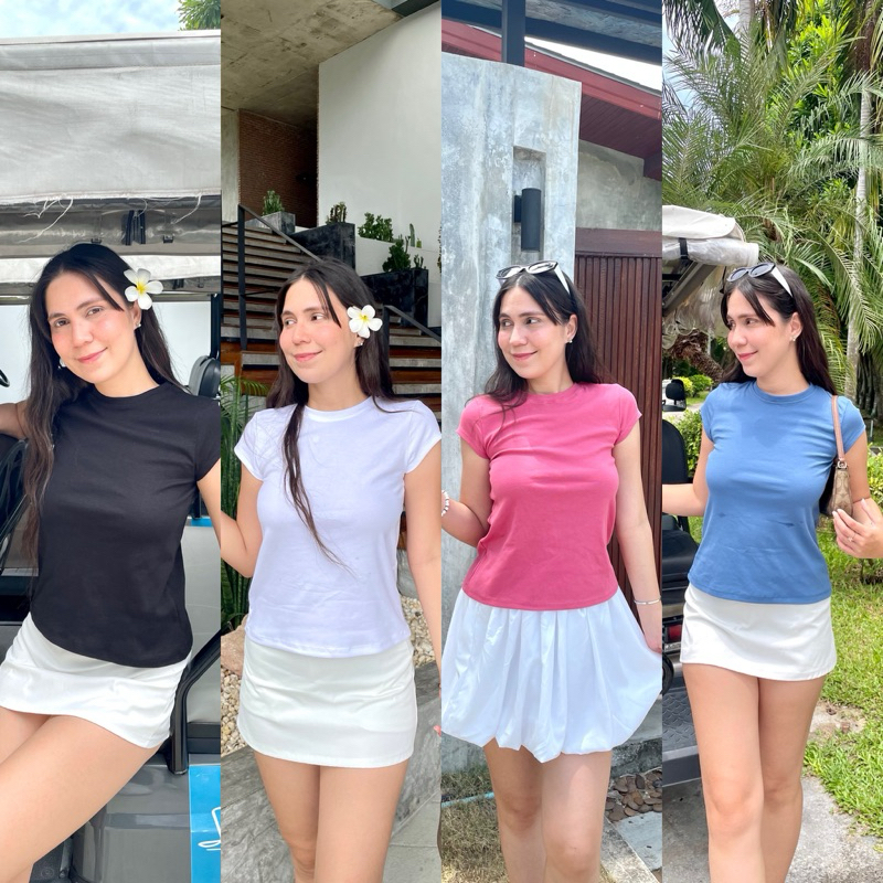 Salena Top เสื้อยืดคอกลมสีพื้น ใส่สบายแมชง่าย ความยาวพอดี