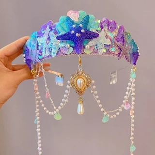 D3/3มงกุฏนางเงือก พร้อมสร้อยหน้าผาก สวยหรูมากๆคะ ใส่ได้ทั้งเด็ก และ ผู้ใหญ่ งานไฮเอ็นสวยหรูมากๆ สินค้าพร้อมส่งในไทย