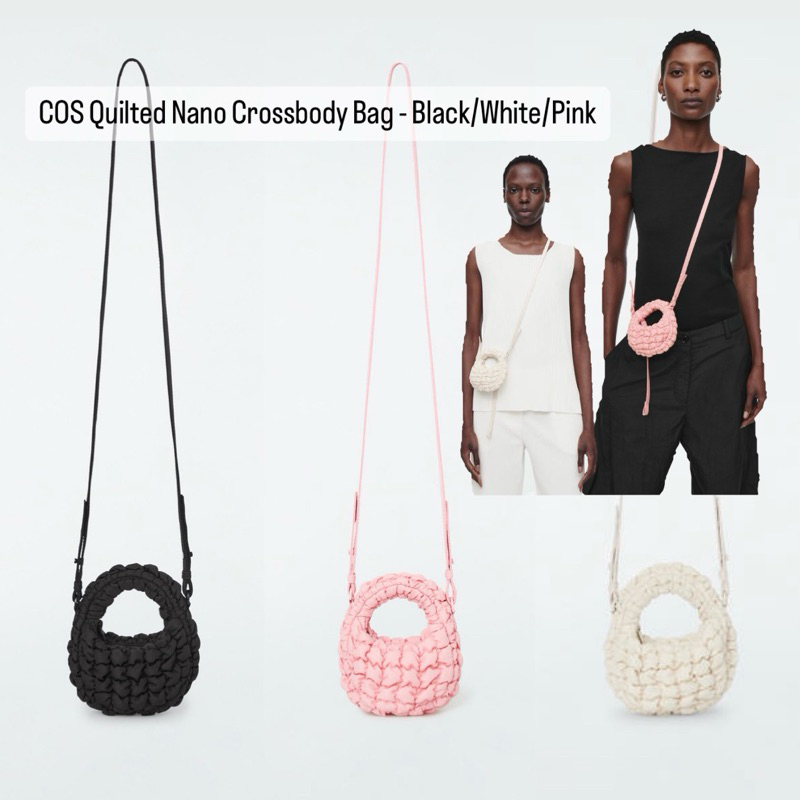 (พรีออเดอร์) COS Quilted Nano Crossbody Bag - Black/White/Pink
