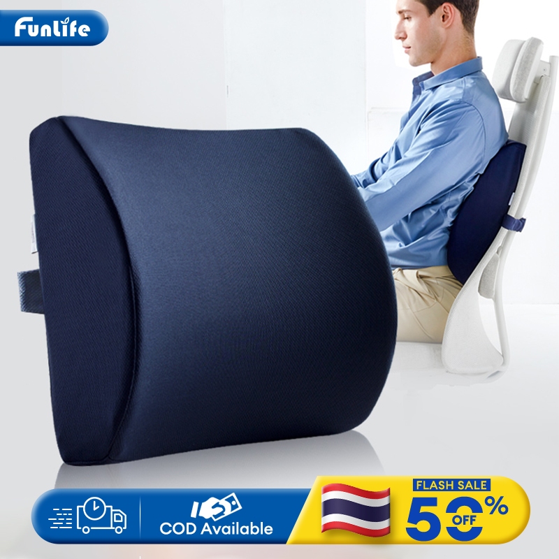 FLM พนักพิง หลายสีรองรับเอวไดรฟ์ Office ลดความเมื่อยล้าลดปวด Soft Real Memory Foam COD