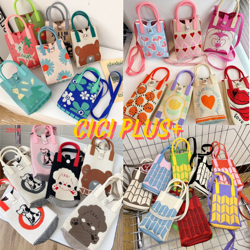 CiCi Plus+(231/254/290/222/240)กระเป๋าใส่โทรศัพท์ ผ้าถัก มาพร้อมสายสะพาย สะดวกกับการพกพา สไตล์มินิมอล สายคาเฟ่ห้ามพลาด