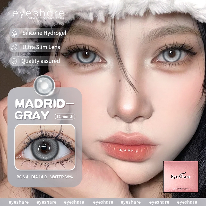 {COD}-คอนแทคเลนส์สีเทา Eyeshare Madrid 1 คู่ คอนแทคเลนส์สีมินิ 14.0 มม. ใช้งานได้ 1 ปี จัดส่งฟรี