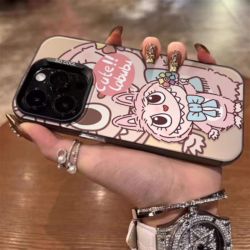 จัดส่งทันที เคสไอโฟน11 12 13 14 15 16 Pro Max Cute Pink Labubu กันกระแทก Matte Case For iPhone 11,12,1314,15,16PM
