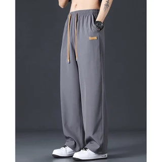 #059#L-5XL#กางเกงขายาวลำลองกางเกงแฟชั่นสไตล์เกาหลีผู้ชายสายเชือกแฟชั่นเอวยืดหยุ่นใส่สบายเนื้อผ้าระบายอากาศได้ดี