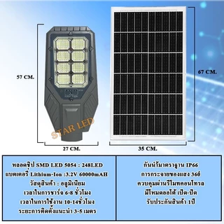 STARLED NEW PRODUCTS ไฟโซล่าเซลล์โคมถนนแยกแผง รุ่น STREETLIGHT-8000W แสงขาว สว่างยันเช้า