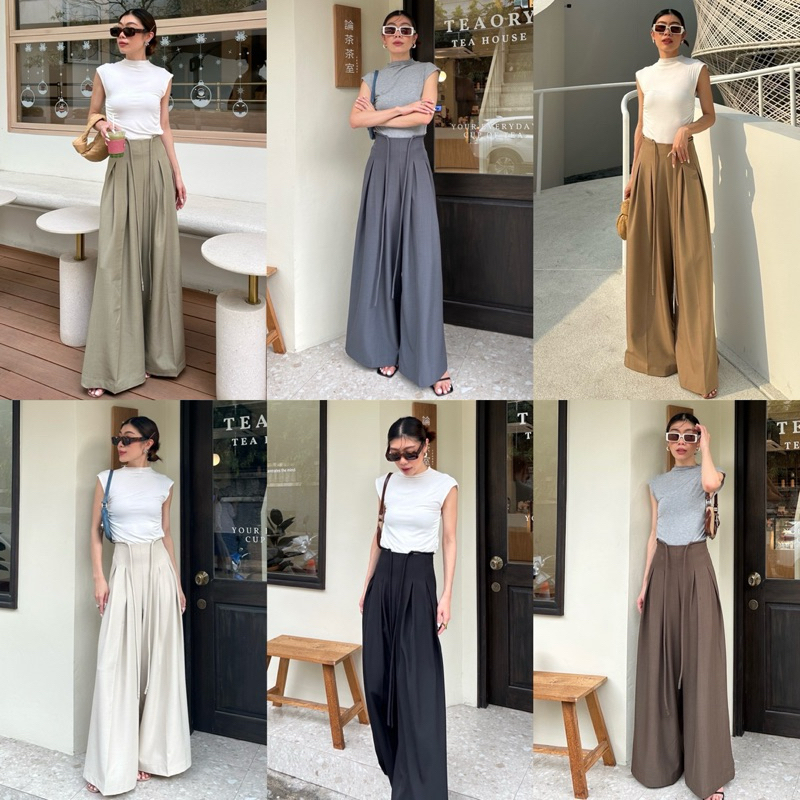 Hight Waist Wide Leg Pants #0152 x2 กางเกงเอวสูง ขาบาน กางเกงขายาว ทรงสวย