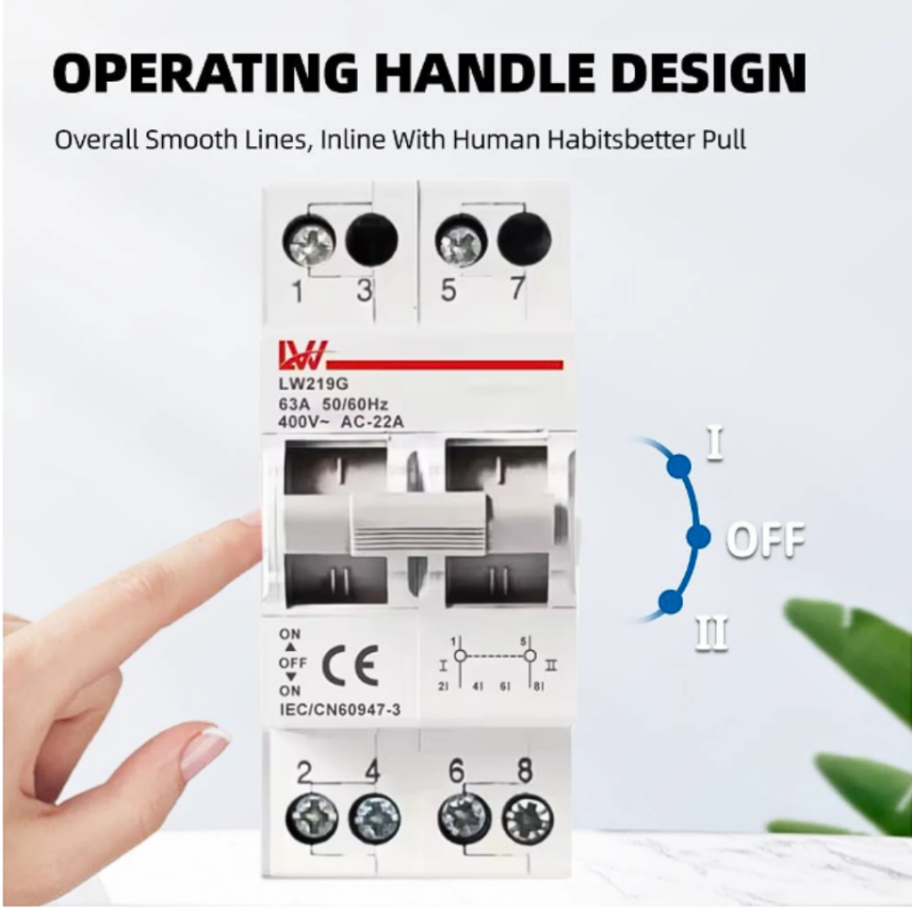 LW MTS Manual Transfer Switch Breaker 2P 40A/63A  เบรคเกอร์ควบแหล่งจ่ายไฟ 2แหล่ง LW219G