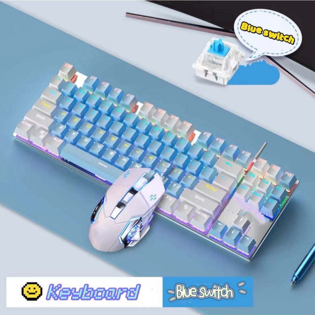 คีย์บอร์ดKeyboard Gaming Blue switch คีย์บอร์ด 87 Key Mechanical Keyboard