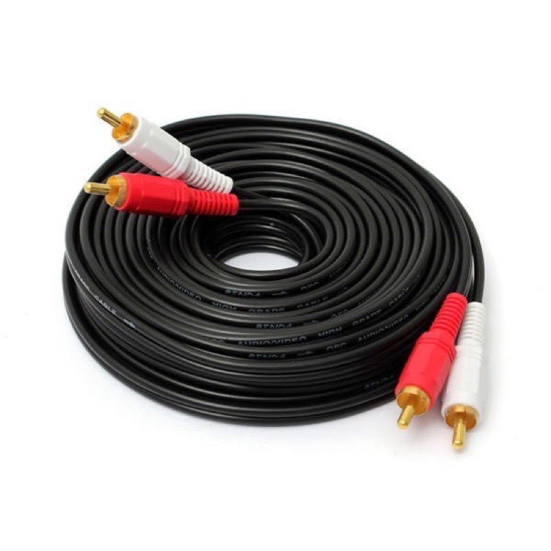 สาย AV 2 ออก 2 สาย RCA เข้า 2 ออก 2 สายสัญญาณภาพและเสียง Audio Stereo สายทีวี สายสัญญาณ RCA 1.5เมตร 3เมตร 5เมตร 10เมตร