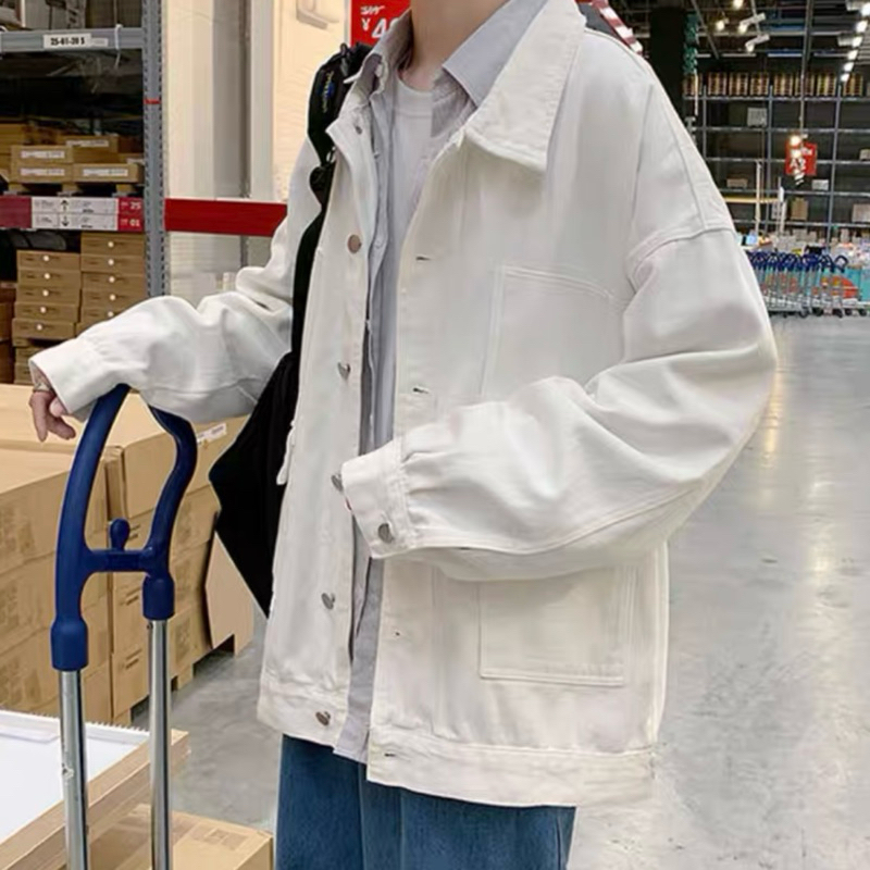 ลดอีก 30% เหลือ 265 บาท Allshoppa | พร้อมส่ง White Denim Jacket เสื้อคลุมยีนส์สีขาว แจ็คเก็ตสีขาวผู้ชาย