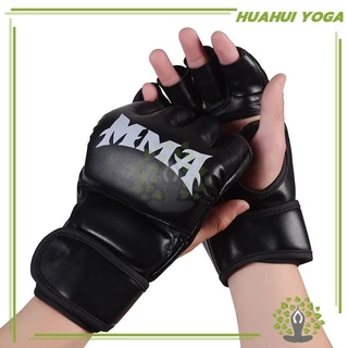 นวมชกมวย ขนาดเดียวเหมาะกับทุกคน ถุงมือ MMA แบบครึ่งนิ้ว UFC ซ้อม สีดำ/แดง นวมชกมวย มีความยืดหยุ่นสูง