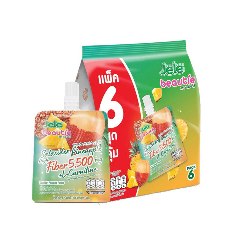 เจเล่ บิวตี้ เยลลี่ ไฟเบอร์ กลิ่นสละไซเดอร์และ กลิ่นสับปะรด 140 กรัม ( แพ็ค 6 ชิ้น )