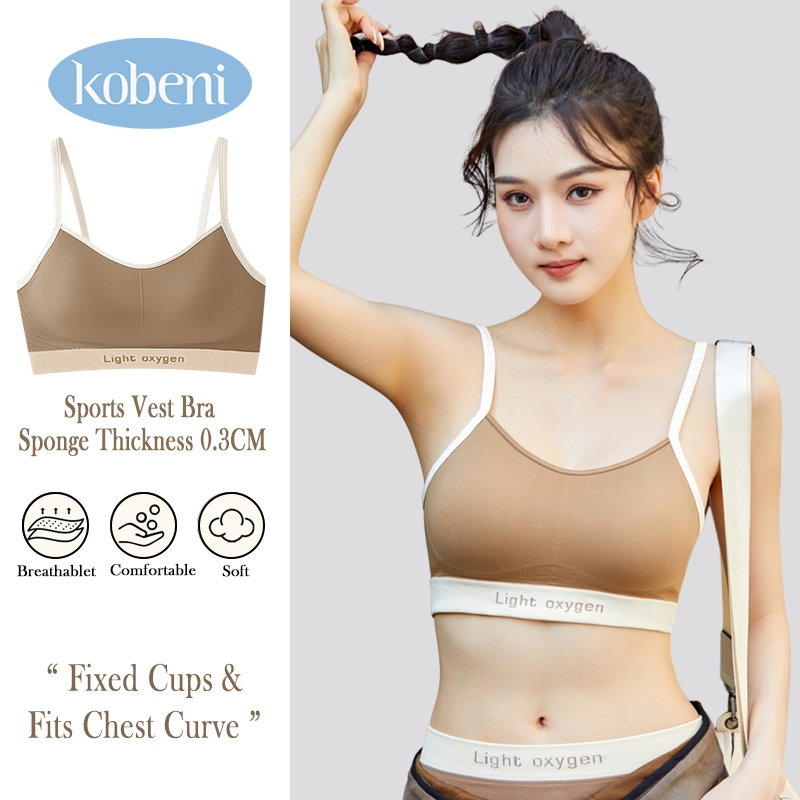 KOBENI สปอร์ตบรา สายเดี่ยวผ้าร่อง เสื้อใน เสื้อในบรา แบบสวม มีฟองน้ำ Sport Bra ฟรีไซส์ ทรงสวยกระชับ อ่อนนุ่ม ใส่สบาย