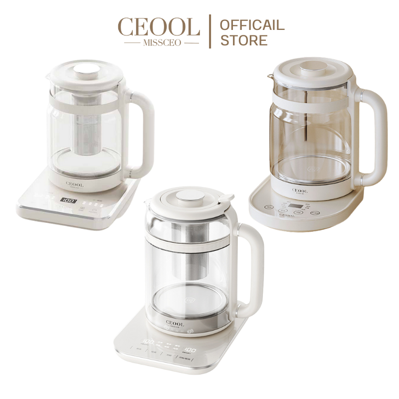 CEOOL กาน้ำร้อนไฟฟ้า กาต้มน้ำไฟฟ้า ขนาด 1.6 ลิตร กาต้มน้ำชาไฟฟ้า ฟังก์ชั่นความจำ 10นาที