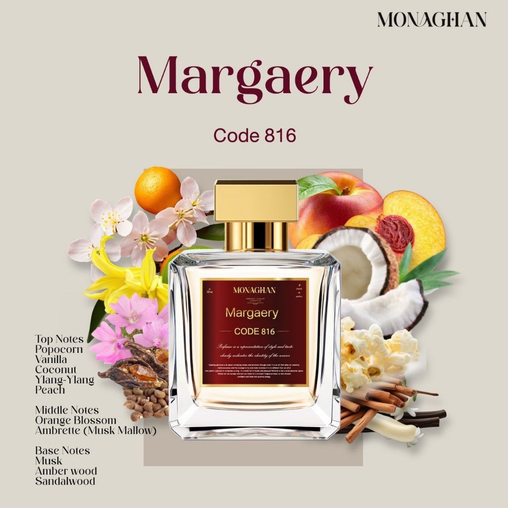 Margaery Code 816 กลิ่นเซ็กซี่มาก ยั่วยวนที่สุด วนิลา กระดังงา Monaghan Perfume โมนาฮันน้ำหอมนิชแบรน