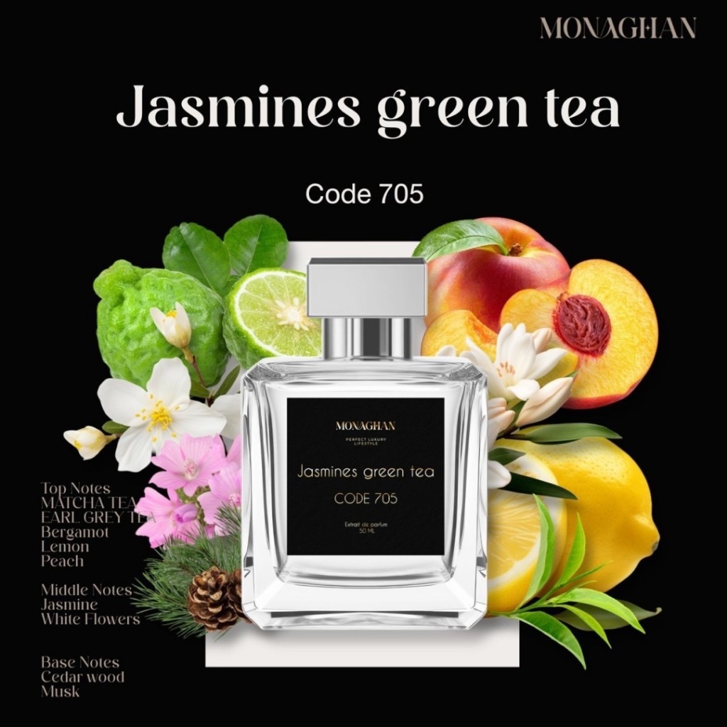 Jasmines green tea Code 705 น้ำหอมผู้ชาย กลิ่นชาจีนหอมผ่อนคลาย สะอาดสดชื่นMonaghan Perfume โมนาฮันน้ำหอมนิช