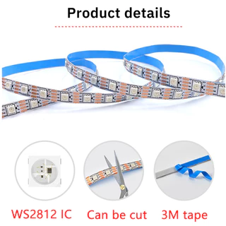 แถบไฟ Led WS2812B 60 Leds/M DC5V ไฟ RGB ยาว 2ม. 5ม. ยืดหยุ่น แถบไฟ Led Strip ตัวควบคุมเพลง LED บลูทูธ