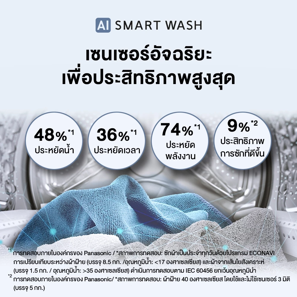 Panasonic เครื่องซัก-อบผ้าฝาหน้า 10 กก./6 กก. รุ่น CARE+ NA-S106FR1BT เครื่องซักผ้าอัตโนมัติ thumbnail 6
