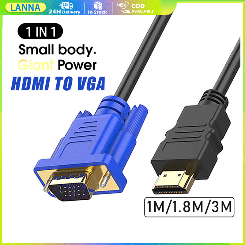 จัดส่งรวดเร็วต่อทีวี！สายแปลง HDMI to VGA Adapter Converter Full HD 1080P 1/1.8/3เมรต