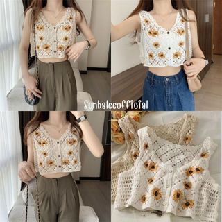 TA-53🌻เสื้อไหมพรมถัก สุดน่ารัก ตอนรับซัมเมอร์ แขนกุดใส่สบาย ผ้าไม่ยืด 🌻