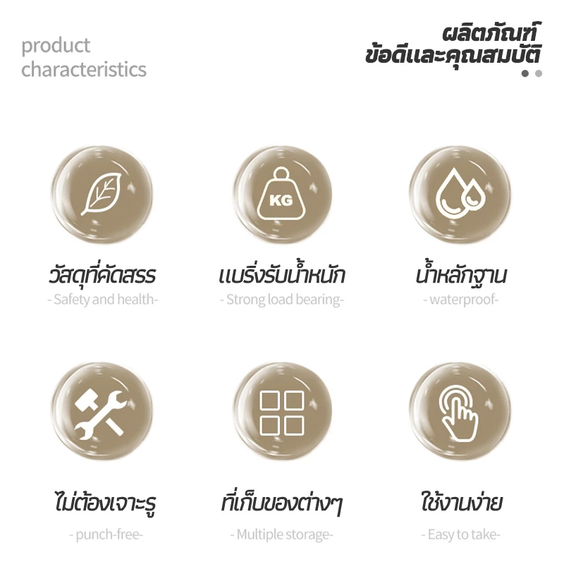 ชั้นวางของในห้องน้ำ ชั้นวางของติดผนัง ที่เก็บของ อเนกประสงค์ ไม่ต้องเจาะรู แบบใส หรูหรา มี 4 สี thumbnail 9