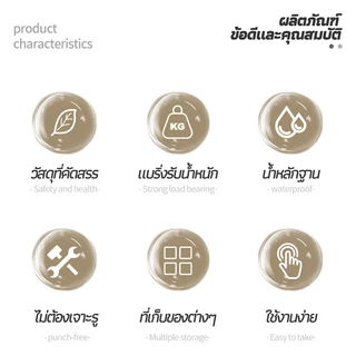 ชั้นวางของในห้องน้ำ ชั้นวางของติดผนัง ที่เก็บของ อเนกประสงค์ ไม่ต้องเจาะรู แบบใส หรูหรา มี 4 สี