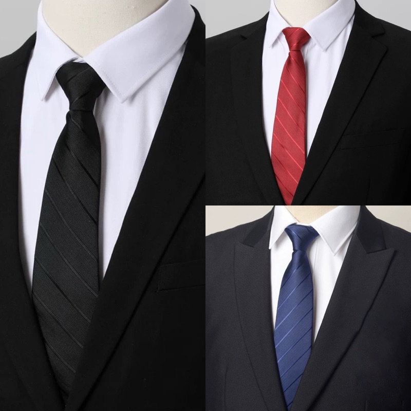 (กว้าง 7 CM.) NECKTIE NUTTHA - พร้อมส่ง👔 เนคไทแบบสำเร็จรูป เนคไทสีพื้น เนคไทสีดำล้วน เนคไทข้าราชการ เนคไทนักศึกษา