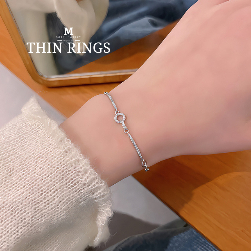 MEET กำไลเงิน Thin rings กำไลเงินแท้ สร้อยข้อมือปรับได้ กำไลเพชร กำไลแฟชั่น สร้อยข้อมือเงิน