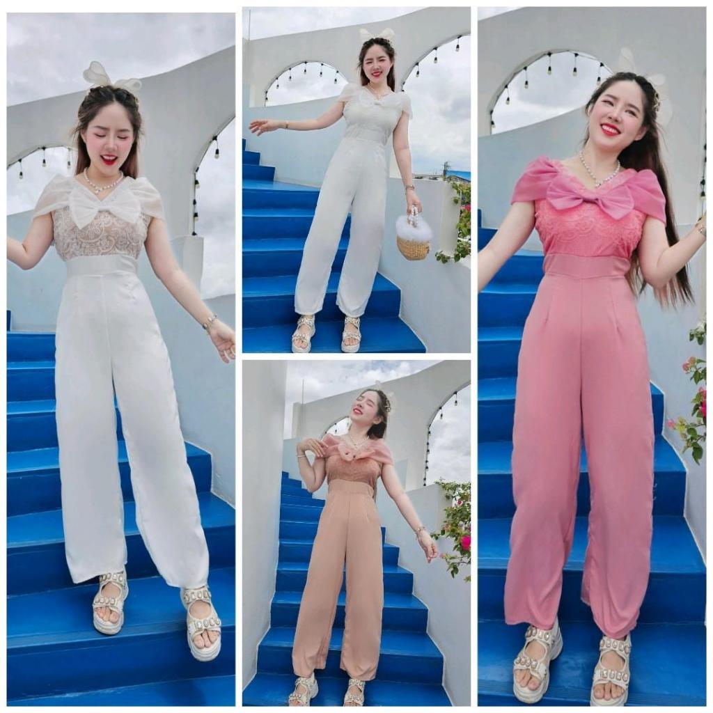 ชุดจั้มขายาว แต่งโบวว์หน้า งานบวช แฟนนาค ใส่คาเฟ่ ผู้หญิง เสื้อผ้า Clothing