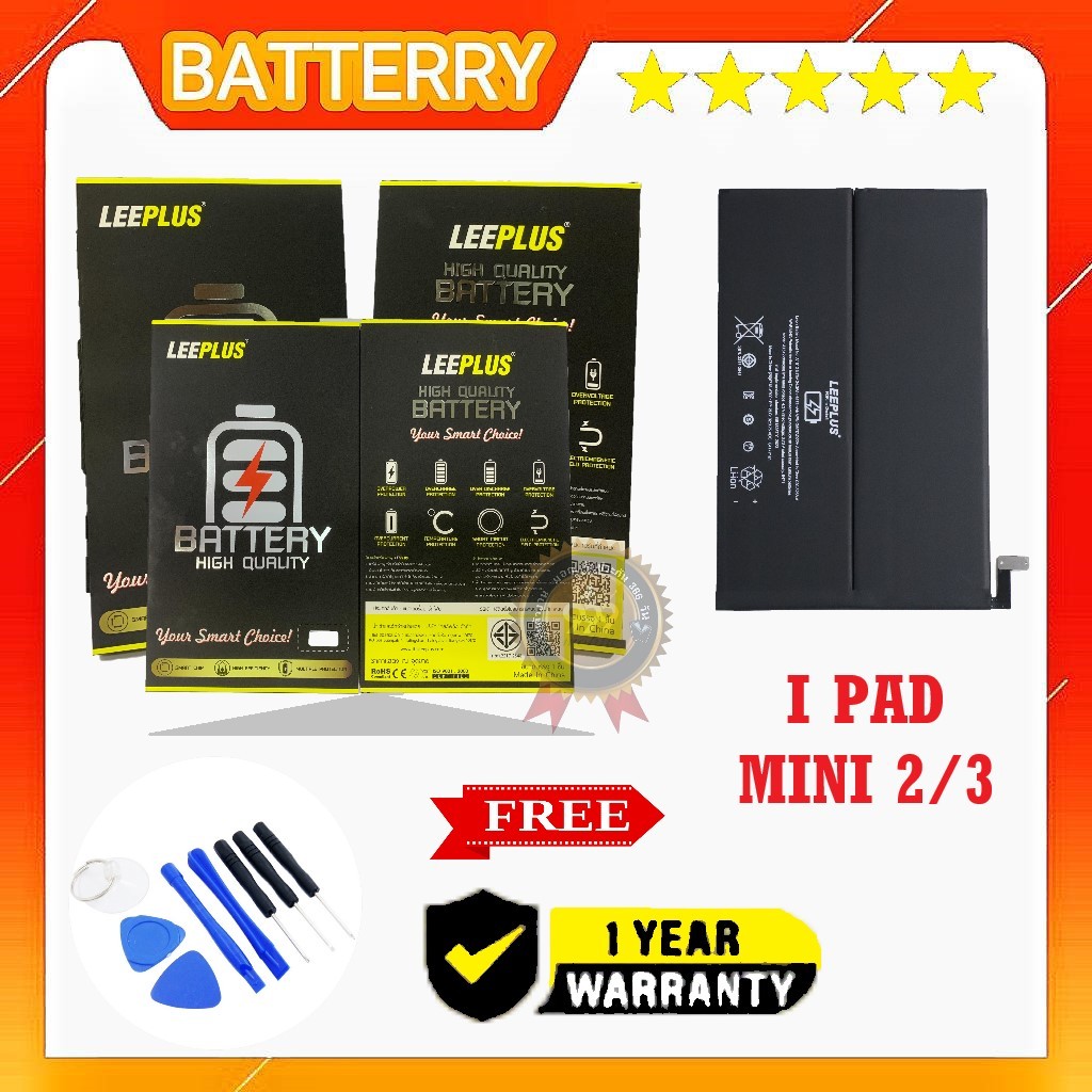 BATTERRY งาน LEEPLUS ใช้สำหรับ เเบตเตอรี่ I PAD MINI 2 สินค้ามีรับประกัน 366 วัน เเถมกาวติดเเบต+ชุดไขควง