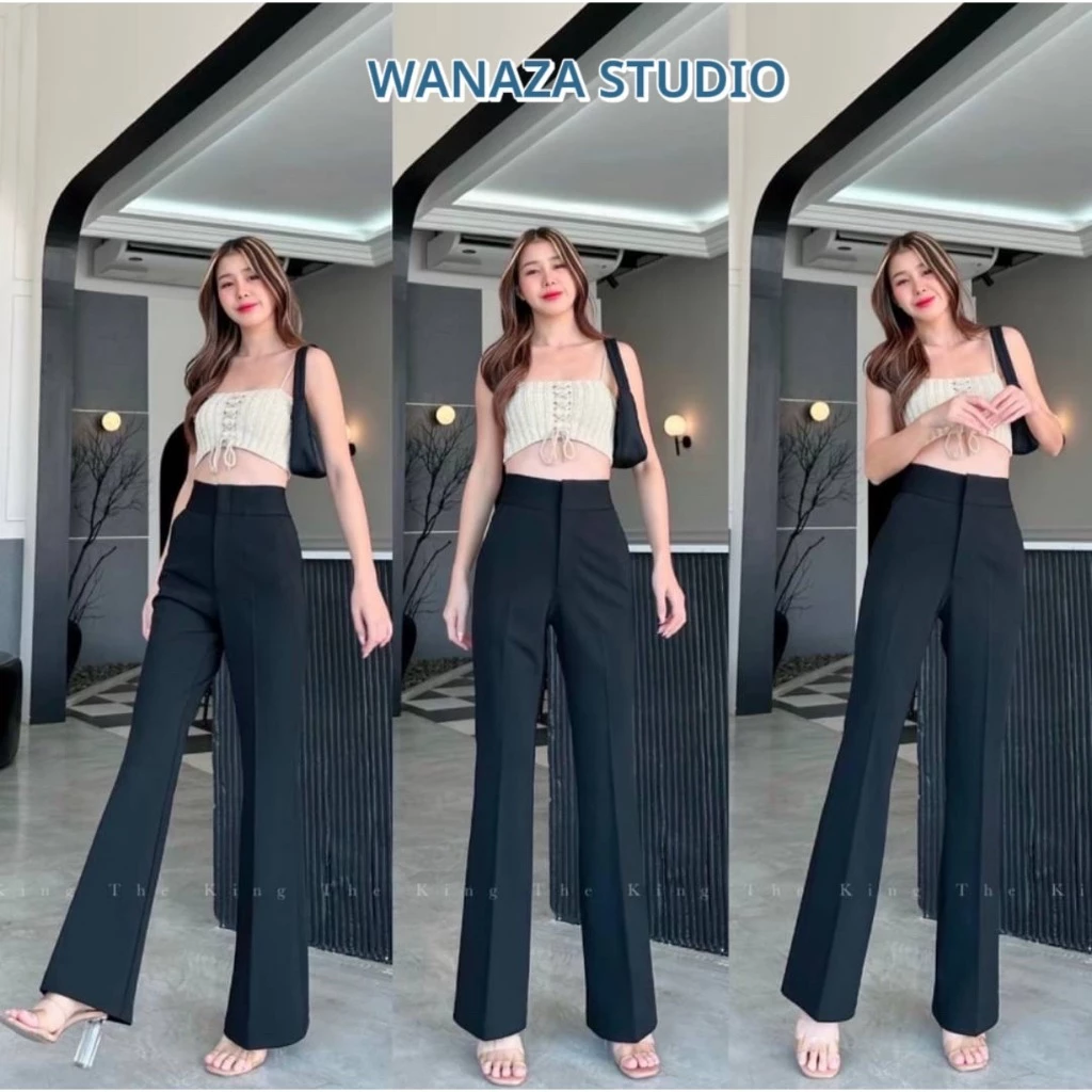 WT25 รุ่น ขาม้า (2ตะขอและซิปข้าง) กางเกงขาม้า กางเกงขายาวผู้หญิง กางเกงเอวสูง ผู้หญิง เก็บพุง ทรงเป๊ะใส่สวย ใส่ทำงานสวย