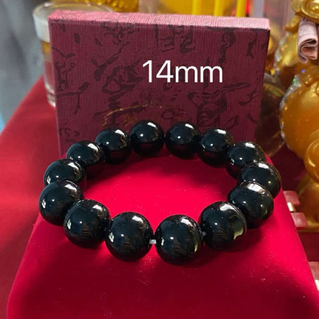 กำไลหินออบซิเดียนหินแท้หินสะท้อนสิ่งไม่ดี ขนาด12mm14mm10mm ร้อยใหม่ทุกเส้นตามออเดอร์ เพิ่มความแข็งแรง