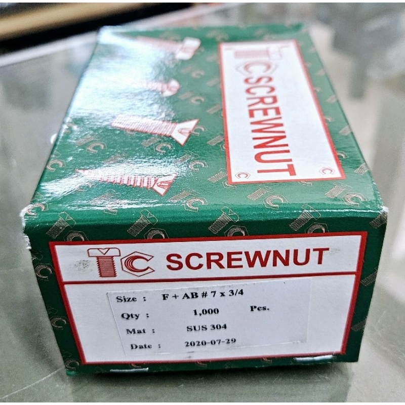 TC SCREWNUT เกลียวปล่อย F+AB #7X3/4 สแตนเลส หัวเตเปอร์ ราคาต่อ 1 กล่อง