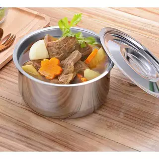 หม้อแขกสแตนเลส 3ใบ รุ่นหนา หม้อแขก ขนาด 15-17-19 cm. (3ชิ้น/ชุด) พร้อมฝาปิด