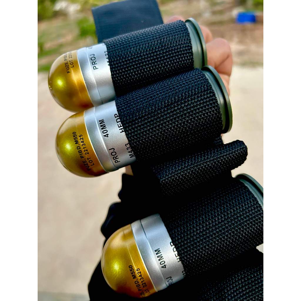 เข็มขัดไนลอนใส่ลูก M79 แบบสะพาย+เข็มข็ม สีดำ