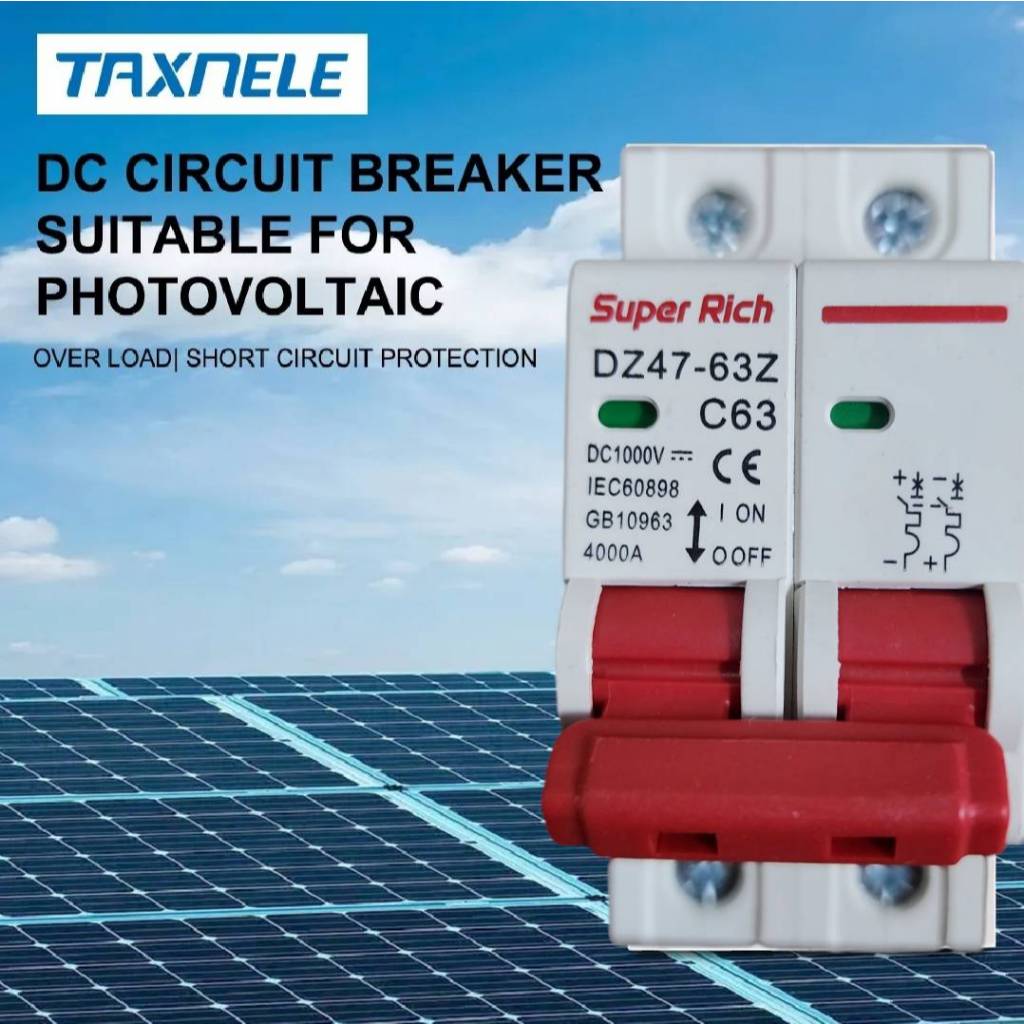 เบรกเกอร์ DC MCB 1000V 2P 63A DC กระแสตรง งานโซล่าร์เชลส์ สวิตช์แบตเตอรี่เบรกเกอร์ พลังงานแสงอาทิตย์