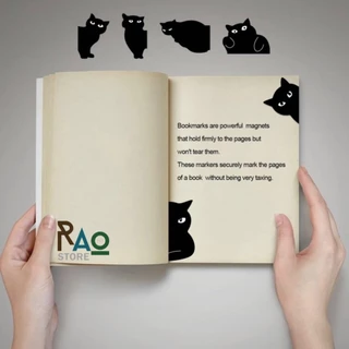 RAO Store พร้อมส่ง ที่คั่นหนังสือแม่เหล็กสีดำ ลายแมวลายหมีน่ารัก เป็นแม่เหล็กไดคัท2ด้าน