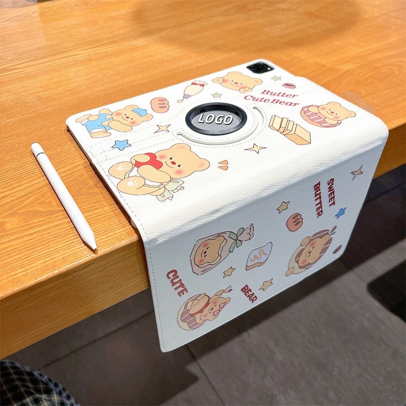 ส่งจากไทย Butter Bear สติ๊กเกอร์ เคส for iPad pro 2024 11 10.2 Gen10 9 8 เคสไอแพด 2022 Air4 5 6 10.9 Case การหมุน 360