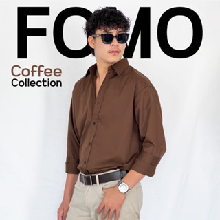 Fomo-เชิ้ตแขนยาว สีช็อคโกแลต เสื้อเชิ้ตสีเอิร์ธโทน