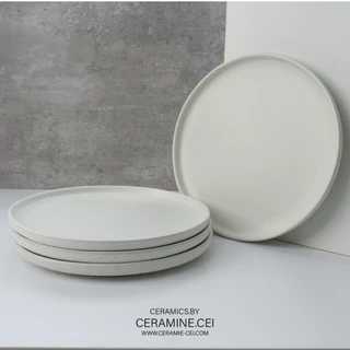Craft Plate จานอาหารเซรามิครุ่นขอบเตี้ย คราฟท์สไตล์มินิมอลเกาหลี ขนาด '6' '8' '10' นิ้ว