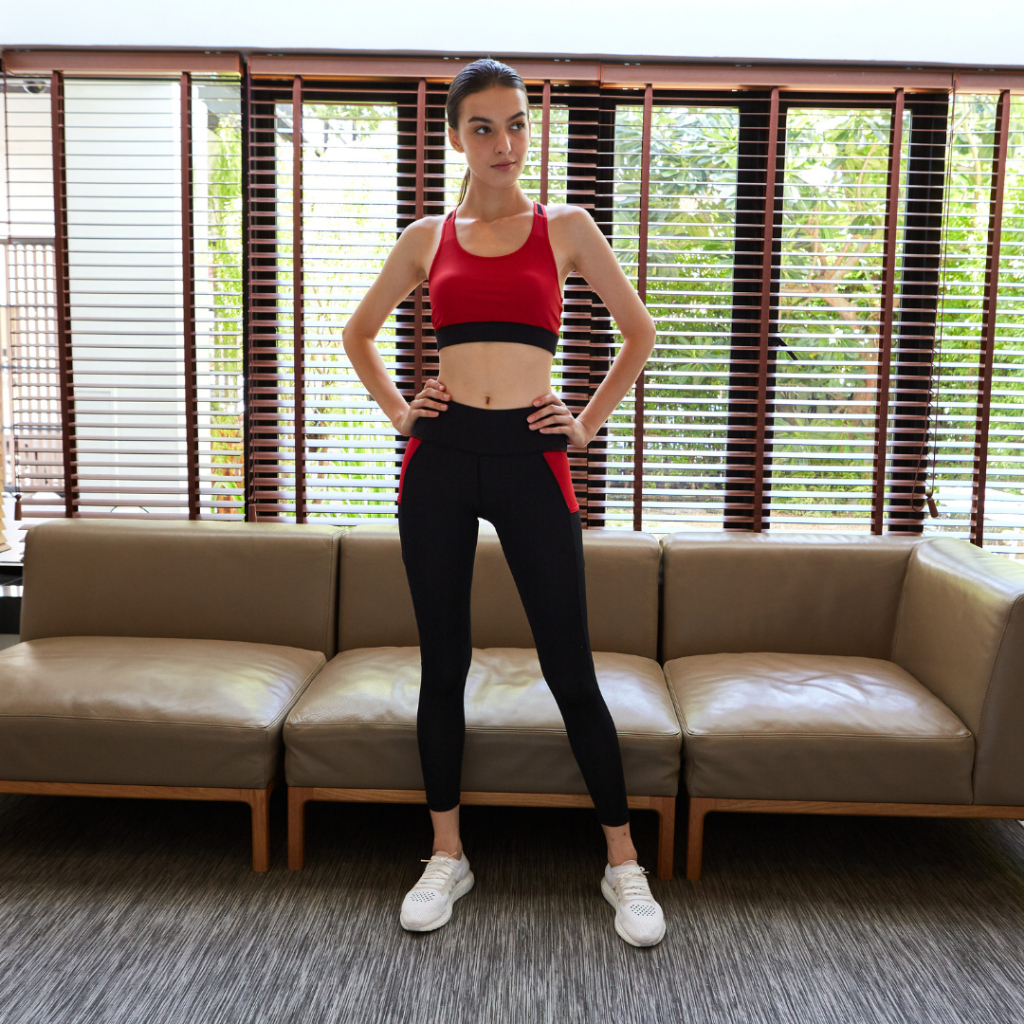 Cricket&Co ชุดออกกำลังกายผู้หญิง TOP BRA & LONG PANTS ตัดต่อกระเป๋า กางเกงขาสั้น กางเกงกีฬา