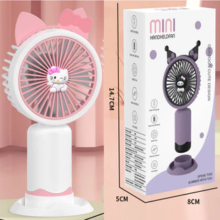 พร้อมส่ง พัดลมมือถือ พกพา ชาร์จ USB Mini fan พัดลม ตั้งโต๊ะได้ ลายการ์ตูน Sanrio T206