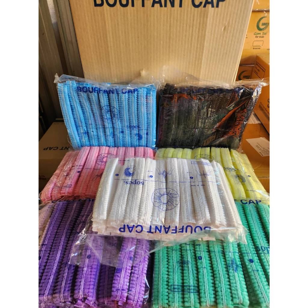 💥หมวกตัวหนอนใช้สำหรับห้องอาหาร💥โรงพยาบาล💥สปา💥แพคละ50ชิ้น