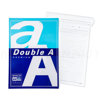 (ราคา 1 โหล) สมุดรายงาน Double A สมุดรายงานมีเส้น ฉีกได้ ขนาด A4 หนา 80 แกรม (จำหน่าย 25 แผ่น, 40 แผ่น)